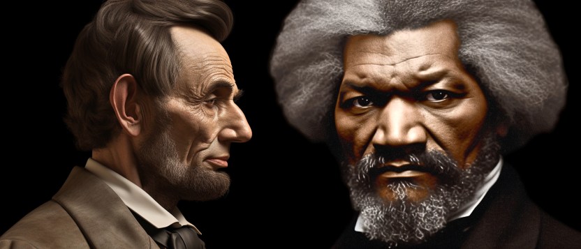 Midjourney AI versions of Lincoln and Douglass